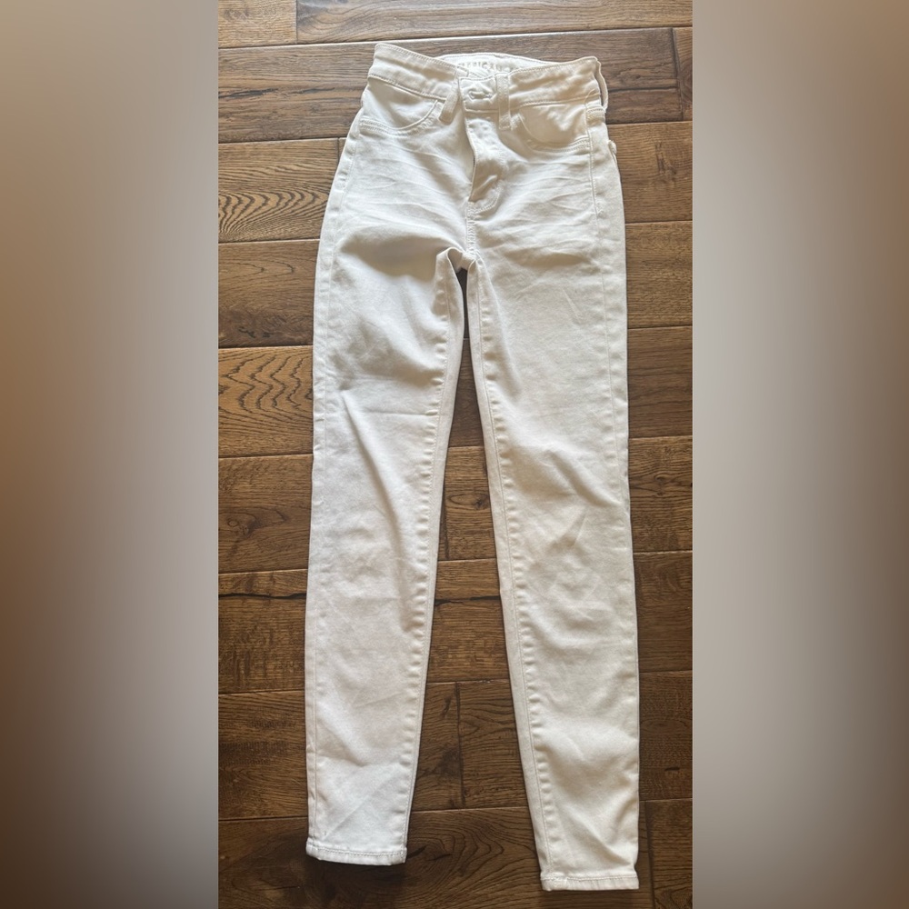 American Eagle Outfitters Women's Light Beige/White Skinny Jeans